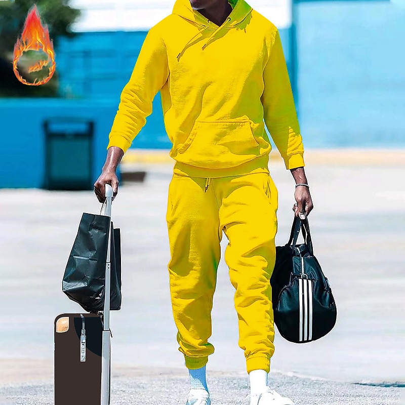 Men's Tracksuit Sweatsuit 2 Piece Athletic Long Sleeve Thermal Warm Breathable Moisture Wicking Fitness Running Jogging Sportswear Activewear Solid Colored Black White Yellow 2025 - $25.99 –P8