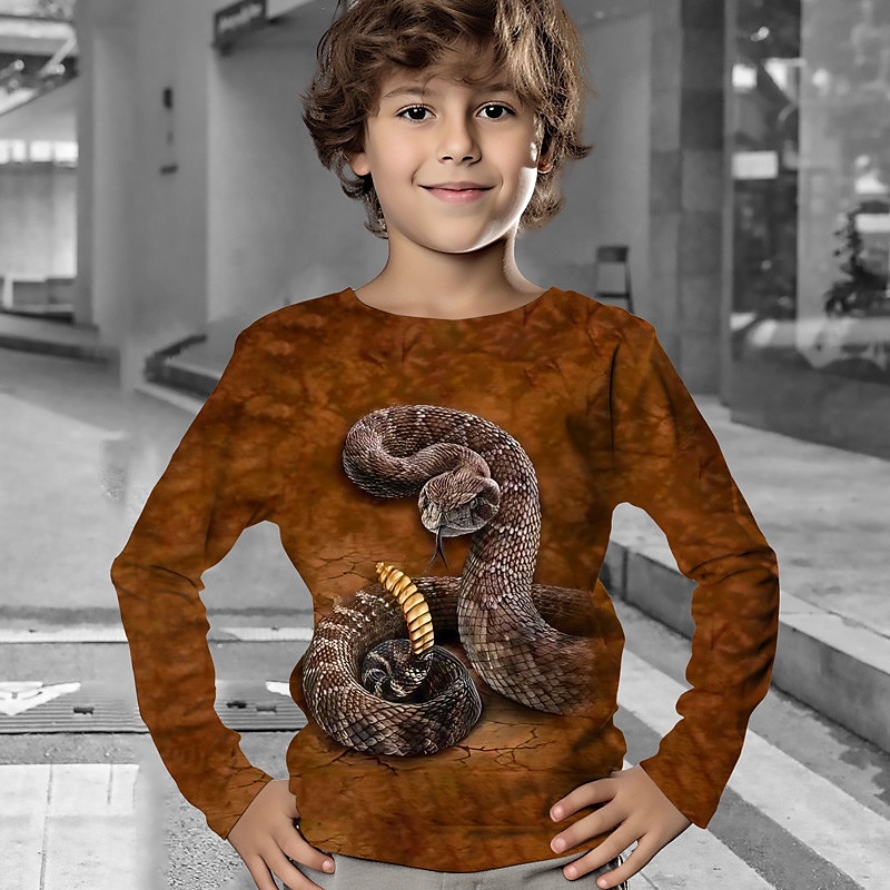 Dla chłopców 3D Zwierzę T-shirt Długi rękaw Druk 3D Jesień Zima Sport Moda Moda miejska Dzieci 3-12 lat Na zewnątrz Codzienny Regularny 2025 - $13.99 –P4