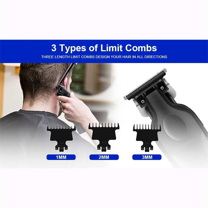 Черные триммеры KEMEI для мужчин беспроводные машинки для стрижки волос профессиональные парикмахерские триммеры USB перезаряжаемые беспроводные подарок на День Святого Валентина 2026 - $41.99 –P4