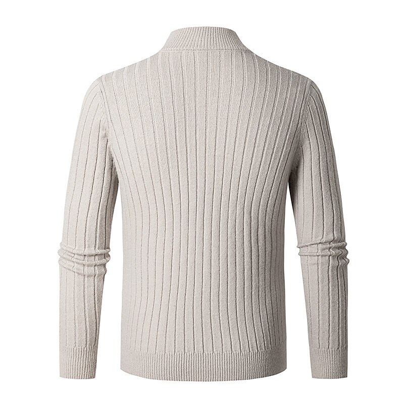 Men's Pullover Sweater Jumper Quarter Zip Pullover Sweater Jumper Ribbed Knit Regular Knit Plain Quarter Zip Modern Contemporary Work Daily Wear Clothing Apparel Fall & Winter Black White M L XL 2025 - $32.99 –P10