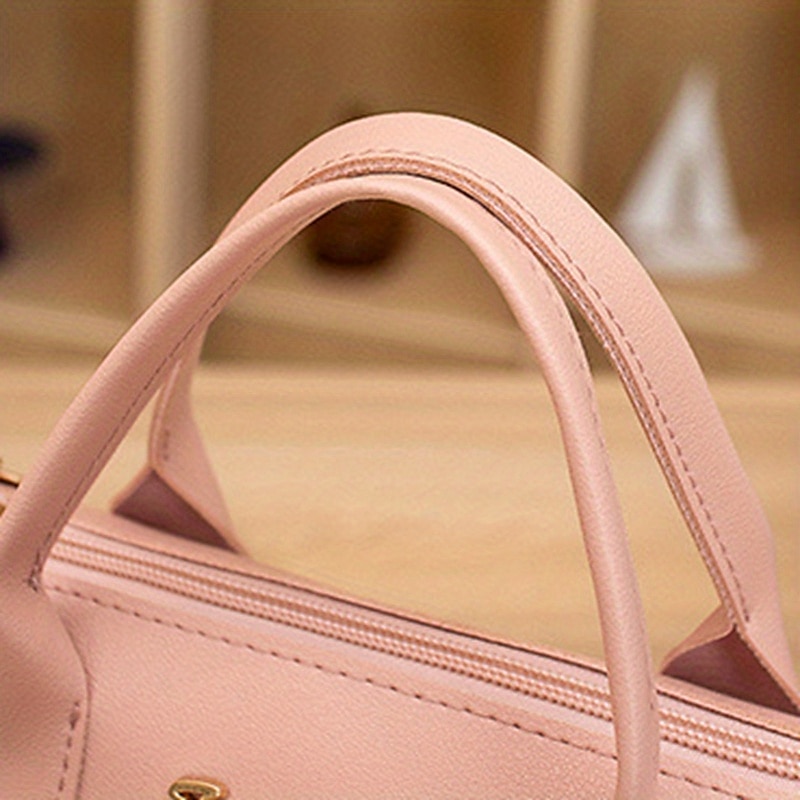 Weiße Damenhandtasche aus Kunstleder mit Tragegriff oben und Schnallendetail vorne – elegante, strukturierte Umhängetasche für Büro, Reisen und den täglichen Gebrauch 2025 - $14.99 –P13