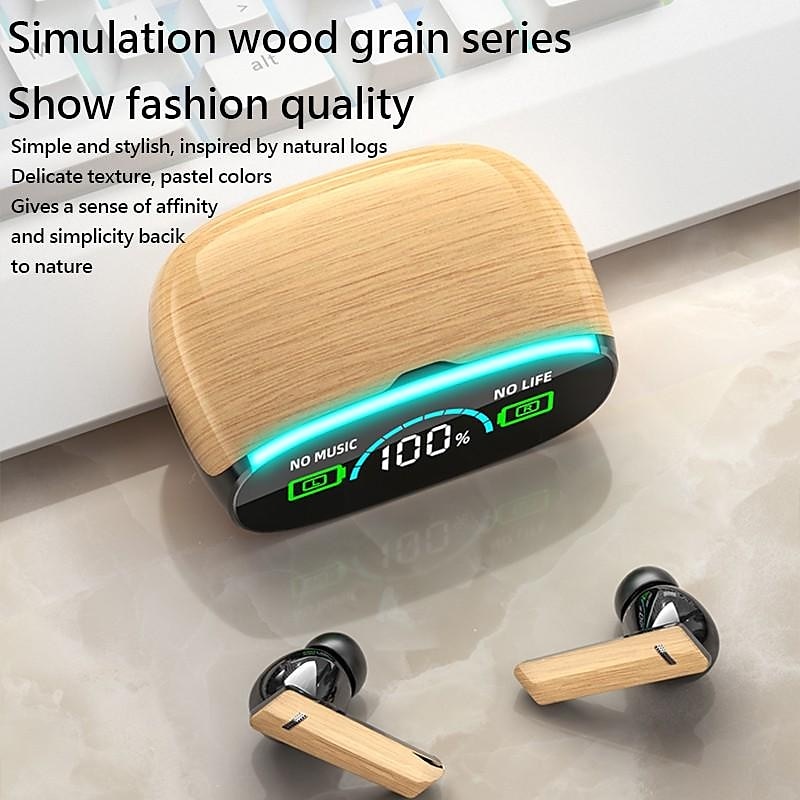 M46 TWS Bluetooth 5.3 Earphone with Mic Wireless Headphones HiFi Stereo Ear Buds Noise Reduction Headset with Exquisite Wood Grain Charging Case 2025 - $12.99 –P2
