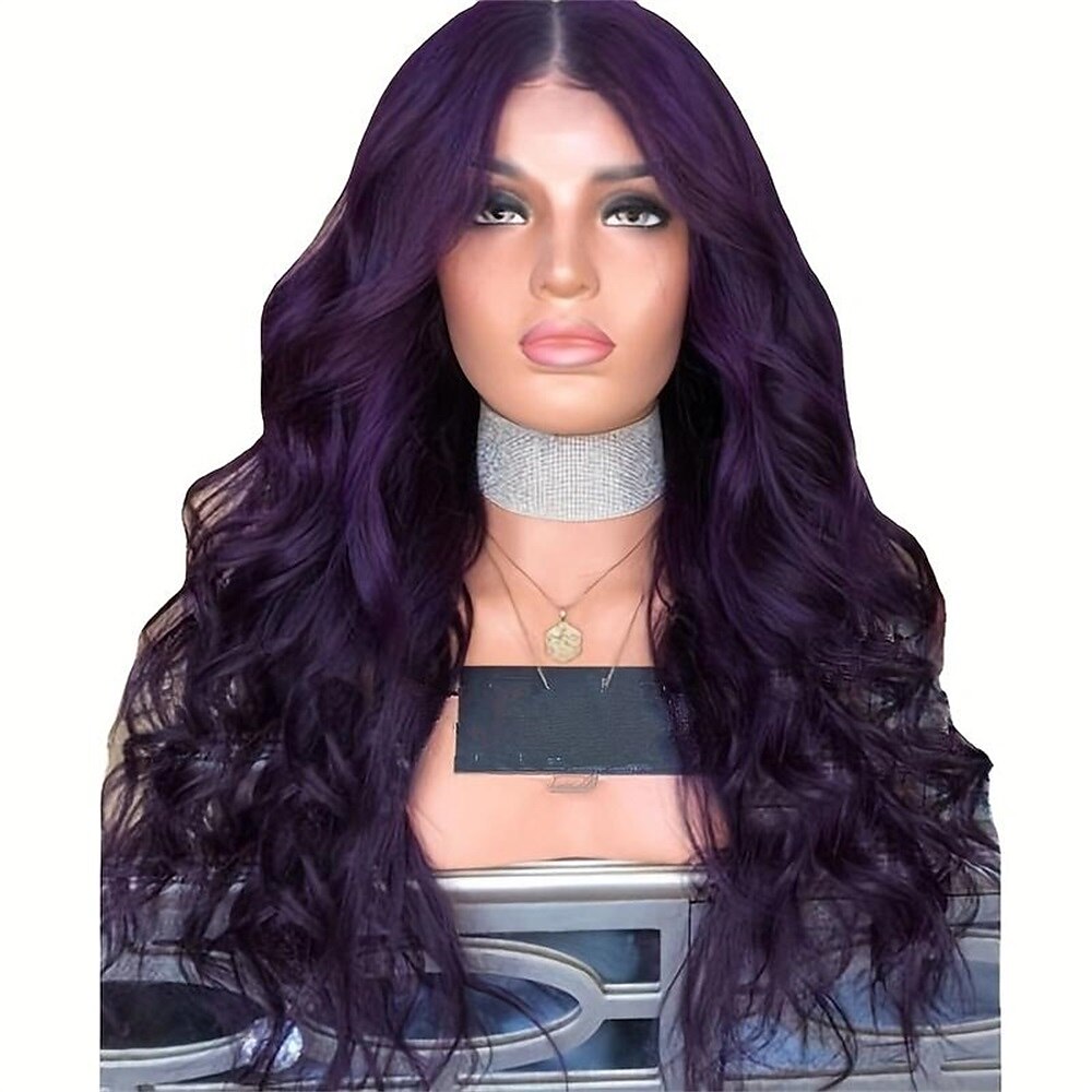 Synthetic Wig Curly Middle Part Wig Long Purple Synthetic Hair Women's Fashionable Design Cosplay Soft Purple Halloween Wigs 2025 - $21.99 –P2