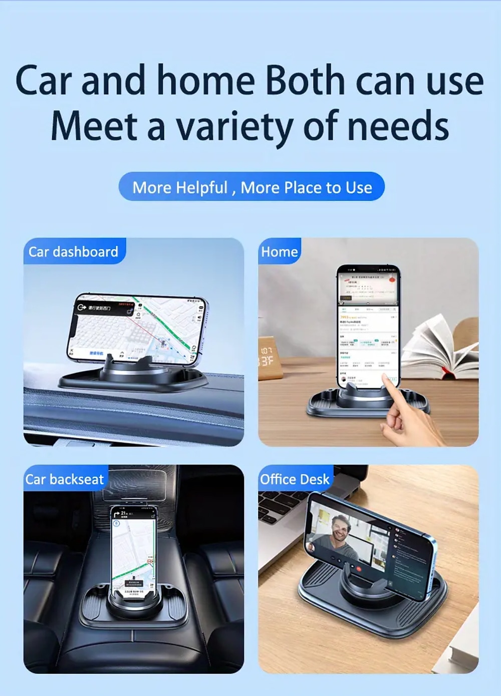 Multifunctional Car Phone Holder, 360-degree Rotating Dashboard Mobile Phone Holder, Car Navigation Anti-slip Holder, Suitable For Car Dashboard Anti-slip Mat Suitable For All Phones 2025 - $22.99 –P6
