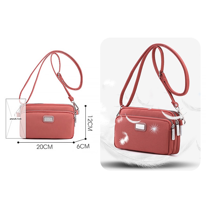 Dam Crossbody-väska Axelväska Hoboväska Nylon Utomhus Dagligen Helgdag Dragkedja Stor kapacitet Vattentät Lättvikt Ensfärgat Ljus och elegant lila Svart Marinblå 2025 - $14.99 –P7