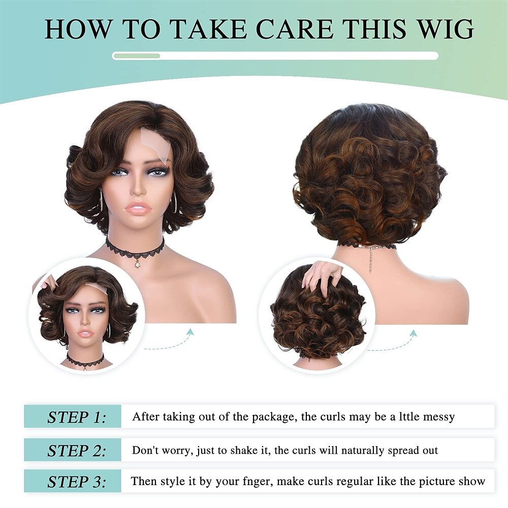 Synthetische pruiken Gekruld Asymmetrisch kapsel Machinegemaakt Pruik Kort A1 A2 A3 A5 A6 Synthetisch haar Dames Cosplay Zacht Feest Zwart Bruin Donkerbruin 2025 - $24.99 –P4