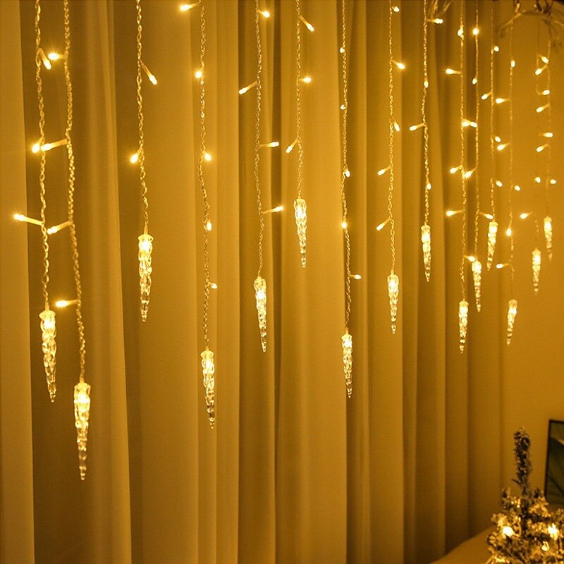Lumière de Noël LED rideau glaçon fée guirlande lumineuse 3.5 m 96 LED flexible lumière de Noël pour cour garden party patio décor éclairage coloré ue us au royaume-uni plug de 2025 ? $22.99 –P9