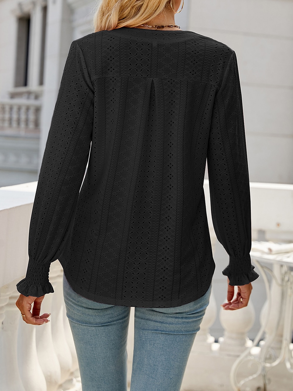 Chemise Chemisier Femme Noir Blanche Rose Claire Couleur unie Ouvert du quotidien Mode Col de Chemise Standard S de 2025 ? $19.99 –P4