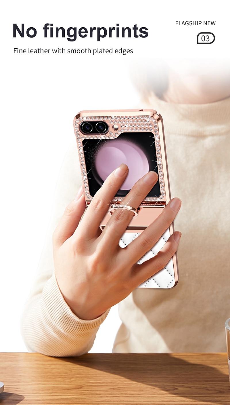 Phone Case For Samsung Galaxy Z Flip 7 Z Flip 6 Z Flip 5 Z Flip 4 Z Flip 3 Back Cover Shockproof Crystal Diamond TPU PU Leather 2025 - $29.99 –P4