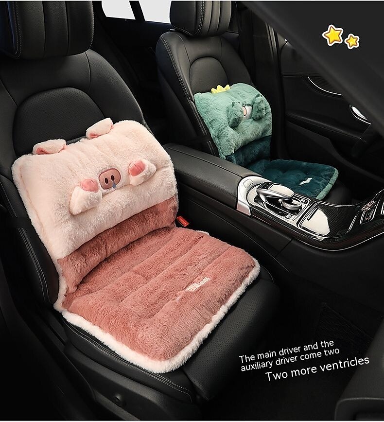 Car Seat Cushion Winter Plush Seat Cushion Universal Car Cushion Winter Car  Pig Cartoon Increase Height And Warmth, Home Stool Warm Cushion - Temu