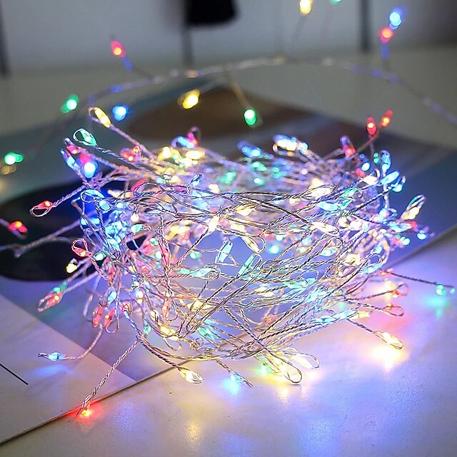 Christmas LED Firecracker String Lights 3m 100LEDs 6m 200LEDs 8 Modes Lighting Battery Operated LED Copper Wire Light  for Christmas Tree Wedding Party Holiday Home Decoration 2025 - $11.99 –P8