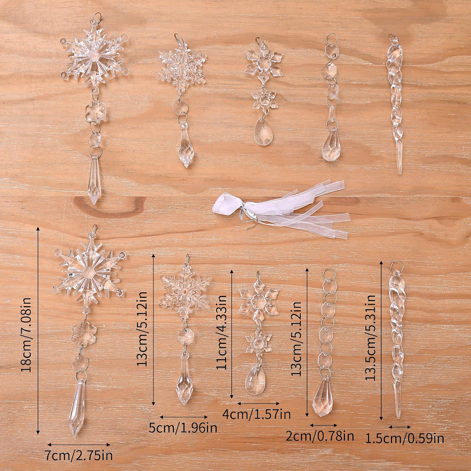 10 peças de enfeites de natal de cristal para decorações de árvores - enfeites de pingente de floco de neve de acrílico pendurados com pingentes de gota para decorações de cristais de lustre do país das maravilhas do inverno suprimentos de 2025 por $13.49 –P4