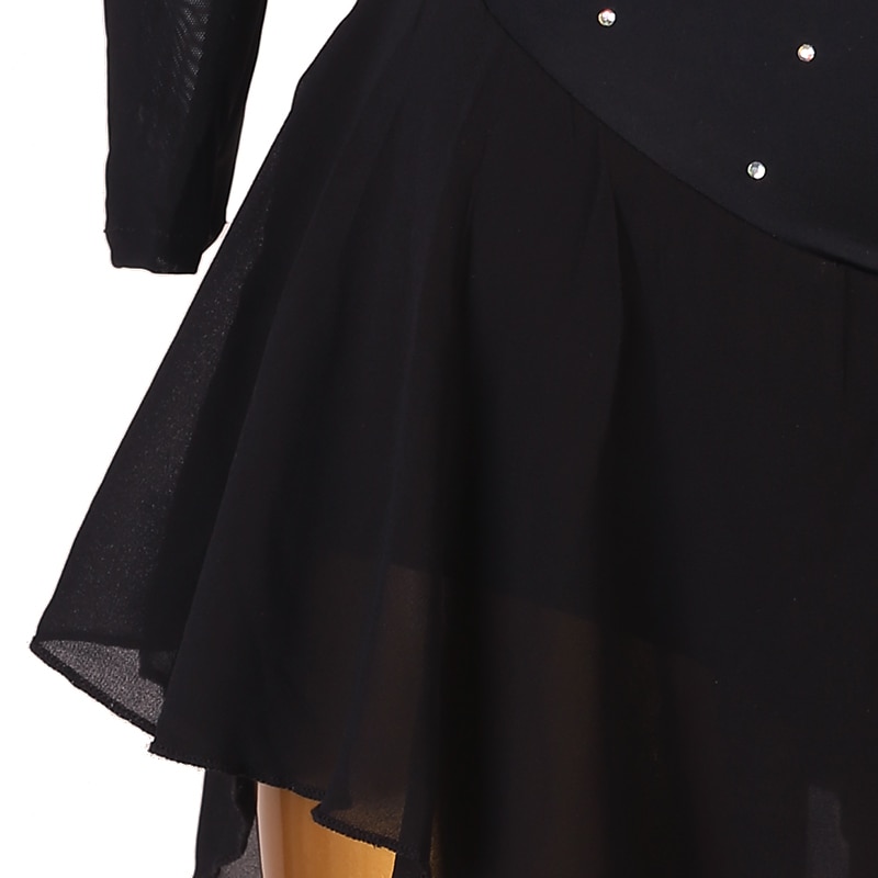 Rochie de Patinaj Artistic Pentru femei Fete Πατινάζ στο πάγο Rochii Negru Bleumarin Peteci Deschide Înapoi Plasă Înaltă Elasticitate Antrenament Competiție Ținută Patinaj Clasic Manșon Lung Patinaj 2025 - $112.99 –P6