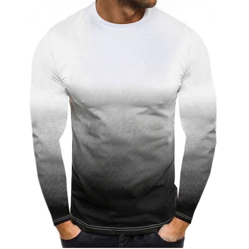 Men's T Shirt Tee Top Long Sleeve Shirt Long Sleeve Crew Neck Spring &  Fall Color Block Fashion Designer Basic Vacation Street Going out Black White Red Top Tee for Men 2025 - $13.49 –P4