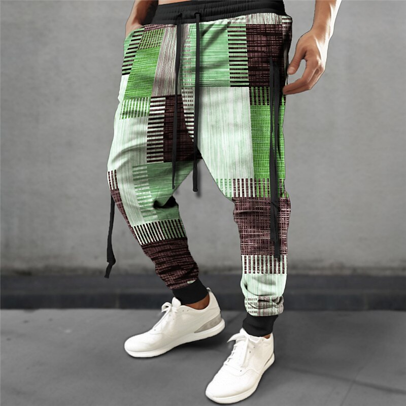 Plaid Geometry Casual Men's 3D Print Sweatpants Joggers Pants Trousers Outdoor Street Casual Daily Polyester Yellow Red Green S M L Mid Waist Elasticity Pants 2025 - $25.99 –P2