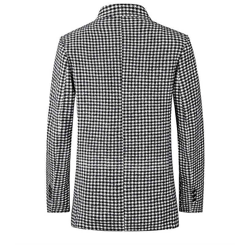 Men's Cocktail Attire Blazer Business Formal Evening Wedding Party Fashion Casual Spring &  Fall Polyester Plaid / Check Geometic Button Pocket Casual / Daily Single Breasted Blazer White Camel Beige 2025 - $66.99 –P2