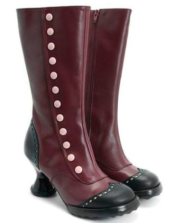 női vintage kékeszöld és lime gombos térdcsizma faragott sarokkal - retro cosplay és divatos lábbeli 2025 - $54.99 –P2