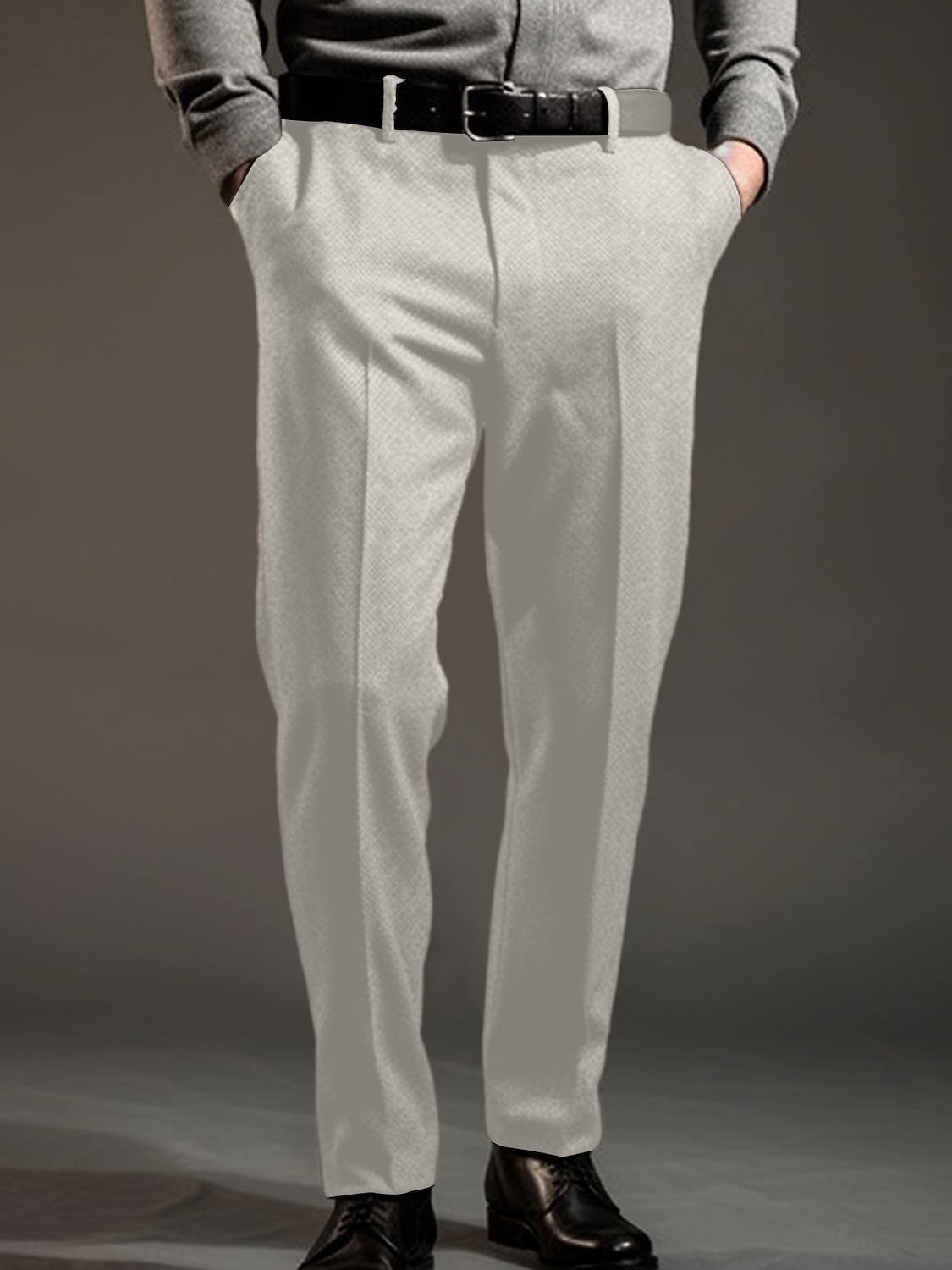 Men's Dress Pants Trousers Suit Pants Tweed Pants Pocket Plain Comfort Breathable Outdoor Daily Going out Fashion Casual Black Light Grey 2025 - GBP £23 –P5