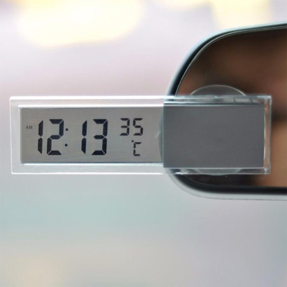 starfire 2 i 1 bil bilklocka lcd digital termometer sugtyp klocka transparent med 1 ag10 knappcell 2025 - $9.99 -P4