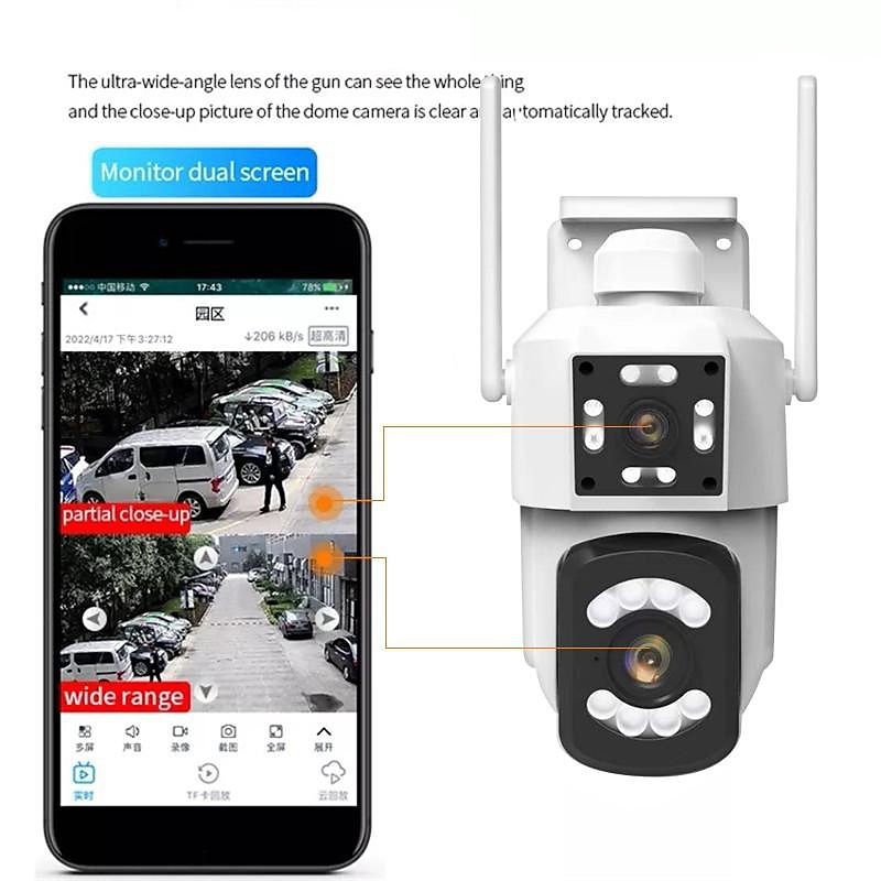 2.4G WIFI Security CCTV Camera Dual Len Wireless IP Camera Two-Way Audio Talk Auto Tracking Waterproof Network Camera Digital Zoom Surveillance PTZ Camera 2025 - $63.99 –P8