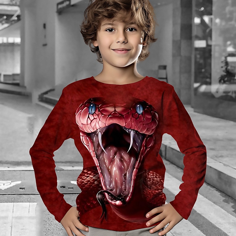 Dla chłopców 3D Zwierzę T-shirt Długi rękaw Druk 3D Jesień Zima Sport Moda Moda miejska Dzieci 3-12 lat Na zewnątrz Codzienny Regularny 2025 - $13.99 –P1