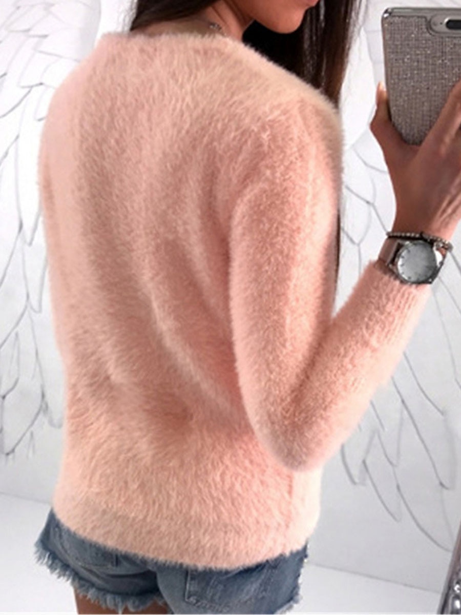 Dame Pullover genser Stilfull Fritid Myk Helfarge Riflet Crew-hals Perler Langermet Vanlige topper Strikke utendørs Daglig Ut på byen Svart Hvit Høst Vinter 2025 - $27.99 –P5