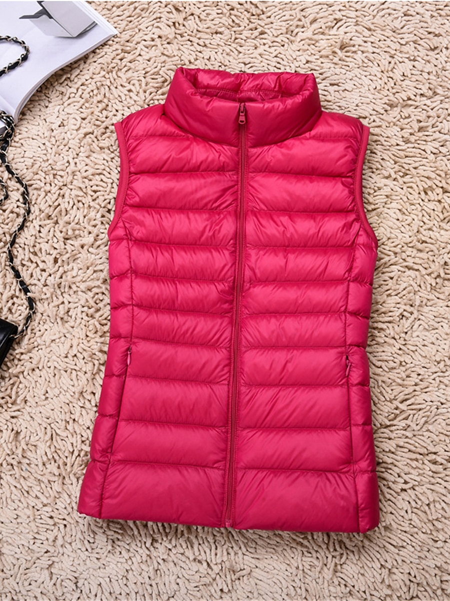 Women's Quilted Vest Sleeveless Puffer Jacket Christmas Windproof Warm Gilet Lightweight Parka ZipperStand Collar Outerwear Fall Light Pink Navy Black 2023 - US $31.99 –P8