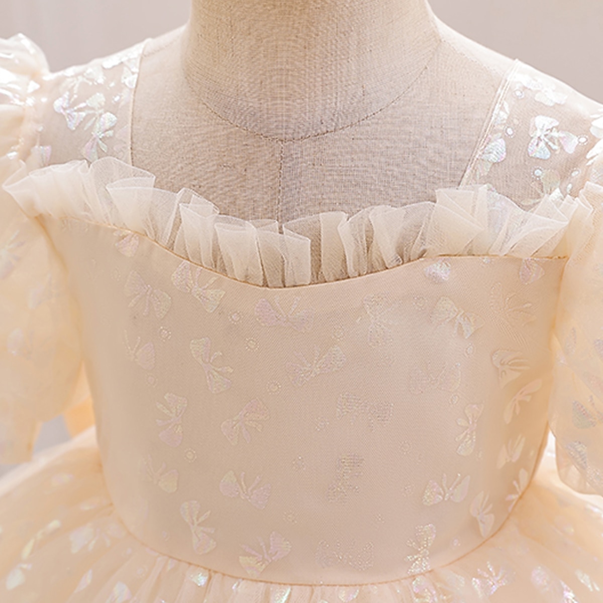 Batole Dívčí Šaty na párty Pevná barva Krátký rukáv Výkon Svatební Nahoře nabírané Aktivní Princeznovské Polyester Délka ke kolenům Šaty na párty Léto Jaro 3-7 let Šampaňská 2025 - $37.99 –P4