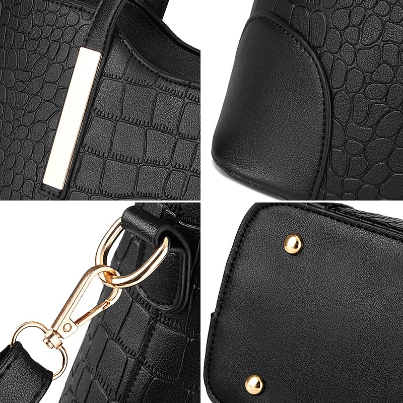 Dam Handväska Crossbody-väska Axelväska Boston väska PU läder Utomhus Kontor Alla hjärtans dag Knappar Dragkedja Stor kapacitet Vattentät Lättvikt Ensfärgat Färgblock Krokodil Rödvin Svart Marinblå 2025 - $46.99 –P9