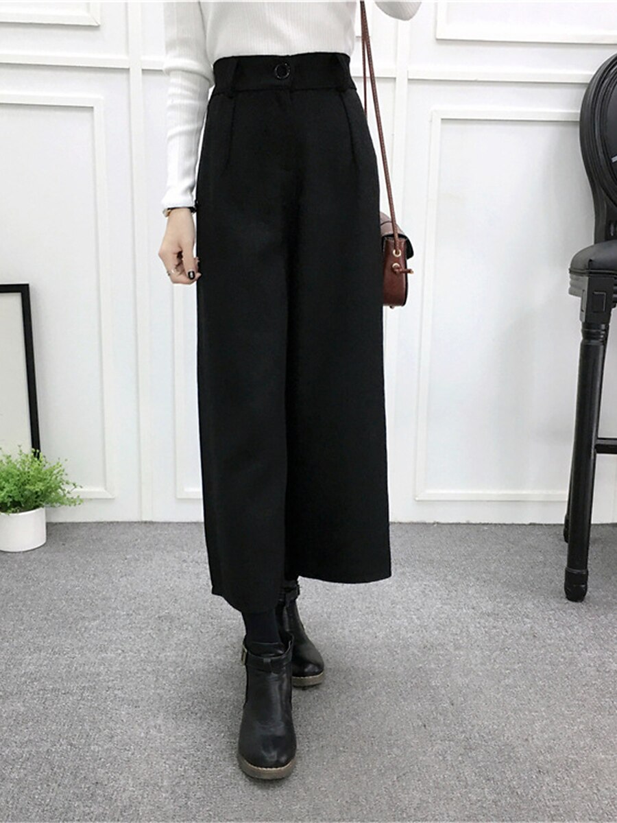 Women‘s Wide Leg Cropped Dress Pants Ankle-Length Fashion Streetwear Outdoor Street Light Gray Dark-Gray S M Fall Winter 2023 - US $32.99 –P24