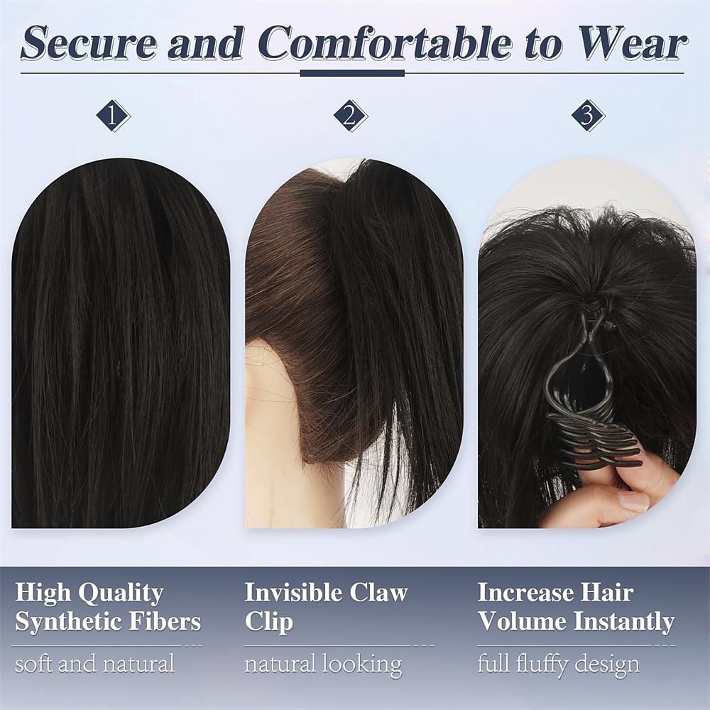 Шиньоны Булочка для волос Хвост с когтем Искусственные волосы Волосы Наращивание волос Прямой Для вечеринок На каждый день Для вечеринки / ужина A1 A2 A3 2026 - $12.99 –P3