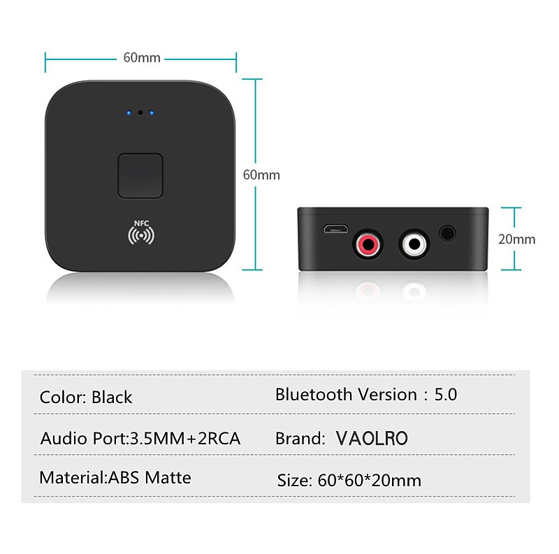 Приемник vaorlo nfc, адаптер Bluetooth 5,0 с разъемом 3,5 мм aux для автомобильного комплекта, динамик и наушники, беспроводной приемник, стерео музыка 2025 - $22.99 –P12
