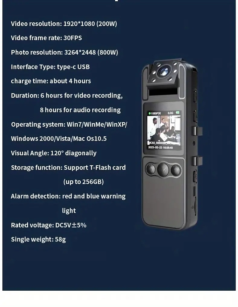 1080P Ultra Clear Camera No WiFi Function Mini Back Clip-on Camera Recorder Can Flip Lens Small Security Portable Camera 1.3 Inch Color Screen Side Recording Side Viewing Suitable For Home And 2025 - $83.99 –P15