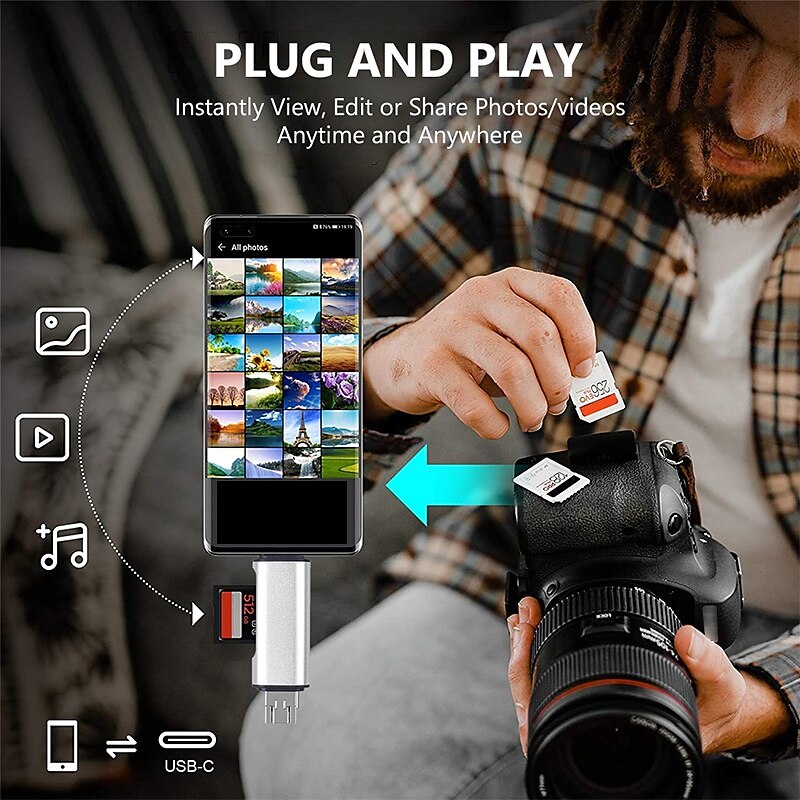 High-speed 3 In 1 Android Camera Laptop Computer SD USB Aluminum Alloy Micro USB TF OTG Type-c Cardreader Adapter Extended Card Reader 2025 - $14.99 –P3