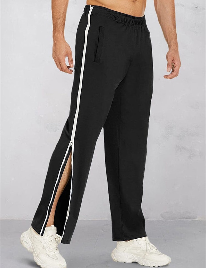 2025年 男性用 スウェットパンツ ジョガー 引き裂くパンツ ズボン ストレートレッグスウェットパンツ ジッパー ドローストリング 弾性ウエスト カラーブロック 履き心地よい 高通気性 カジュアル 日常 祝日 スポーツ ファッション ブラック ブルー マイクロエラスティック コレクション – $19.49 –P6