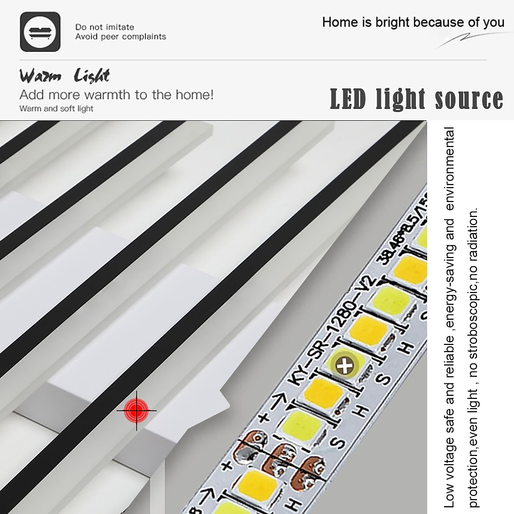 Rectangular Geometric LED Ceiling Lamp 12/15 Head Dimmable Chandelier for Bedroom Livingroom,Dimmable Flush Mount Ceiling Light,Modern Linear LED Ceiling Lights Fixture-Wave 110-240V 2025 - $352.69 –P10