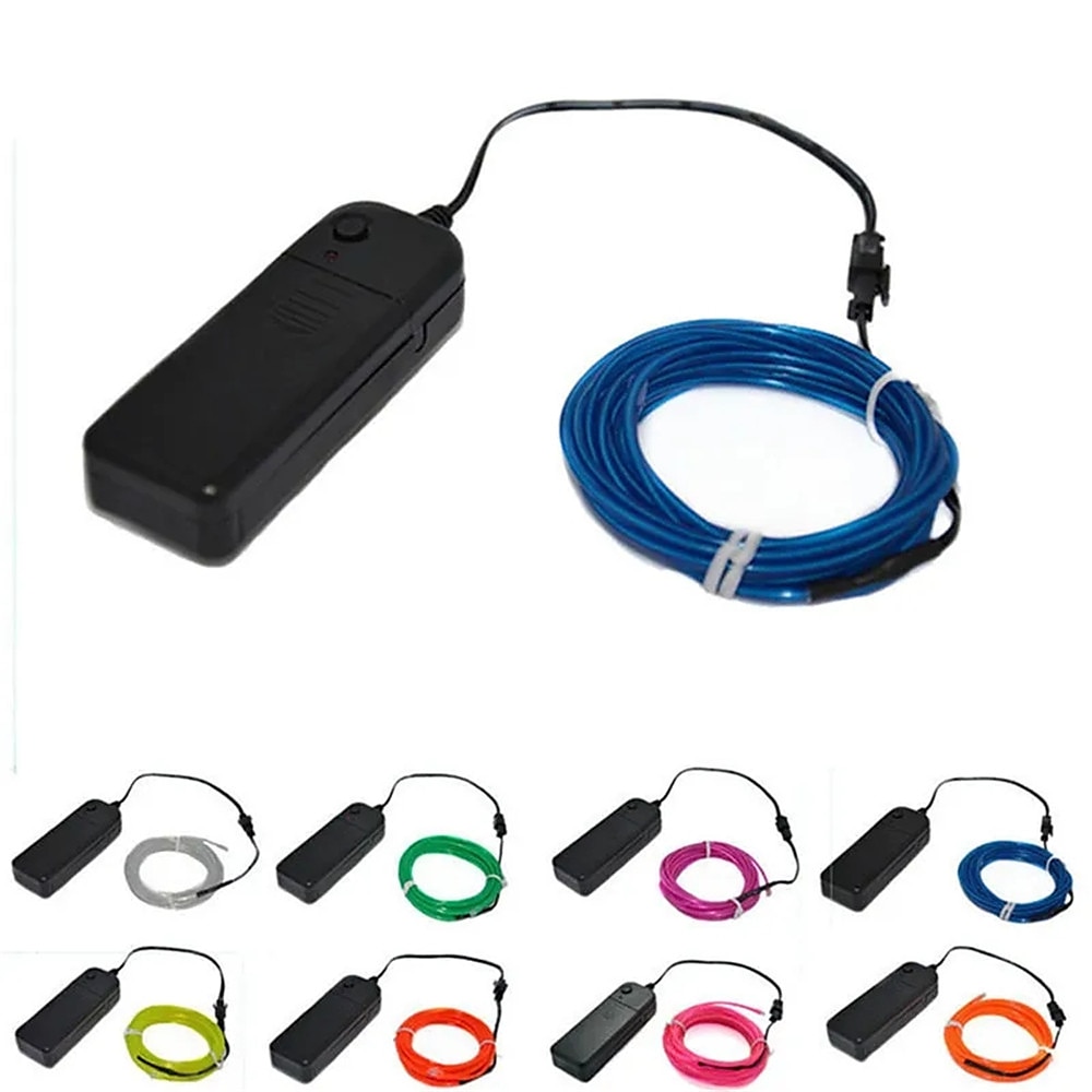 5 מטר led el wire רצועת אור סוללת ניאון זוהרת מחרוזת אורות קרנבל diy צינור צינור זוהר בחושך ליל כל הקדושים blacklight חג המולד מכונית ססגוניות מסיבת ריקודים 2025 - $12.99 –P5