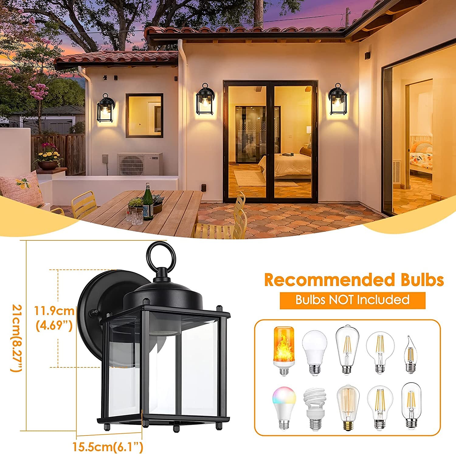 Aplique de pared LED, accesorio de iluminación, aplique de pared antiguo, linterna externa impermeable ip65, linterna de vidrio de aluminio a prueba de herrumbre, lámpara de pared, linterna, patio, 2025 - GBP £95 –P3