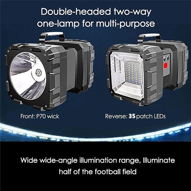 Super Bright 100000LM Handheld LED Spotlight Flashlight, Waterproof Rechargeable Double Head Floodlight for Outdoor Camping 2025 - $36.99 –P8