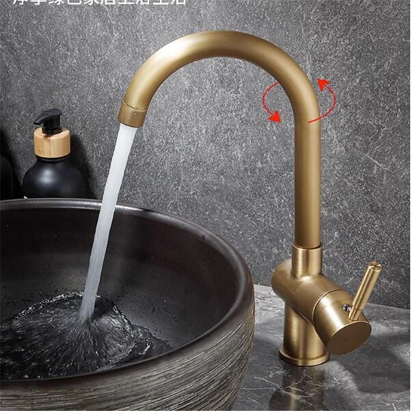 Bathroom Sink Faucet - Classic Antique Brass Centerset Single Handle One HoleBath Taps 2026 - €123.91 –P3