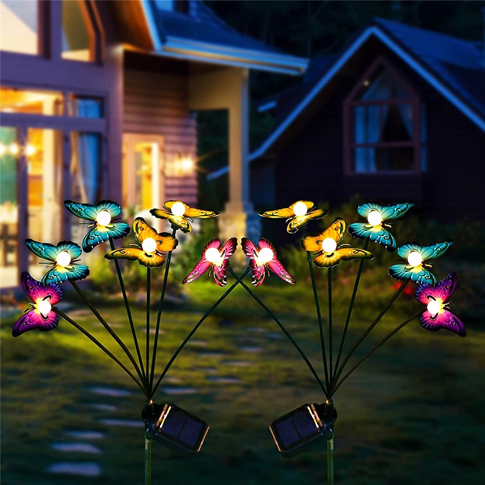 napelemes kerti lámpák pillangó kerti dekoráció táj szoláris pillangók imbolygó fények tánc a szélben cövek udvar terasz pázsit 2026 - $24.99 –P4
