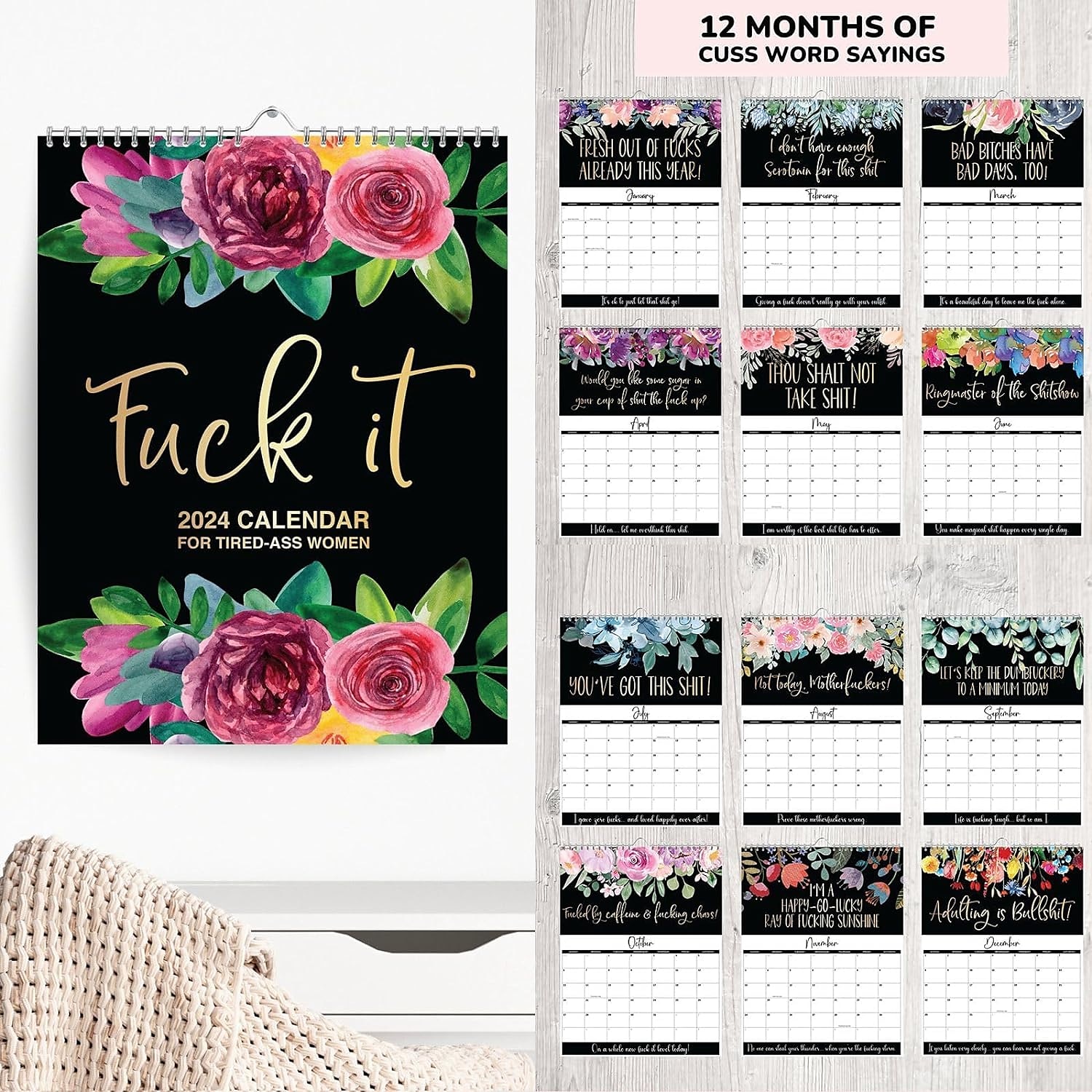 2024 Desk Calendar for Tired-Ass Women - Sweary Calendar,  Fu-ck It 2024 Calendar, Big Ass Calendar, Tired Woman Calendar, Funny  Monthly Desk Calendar Gag Gift for Women (1 Piece) : Office Products