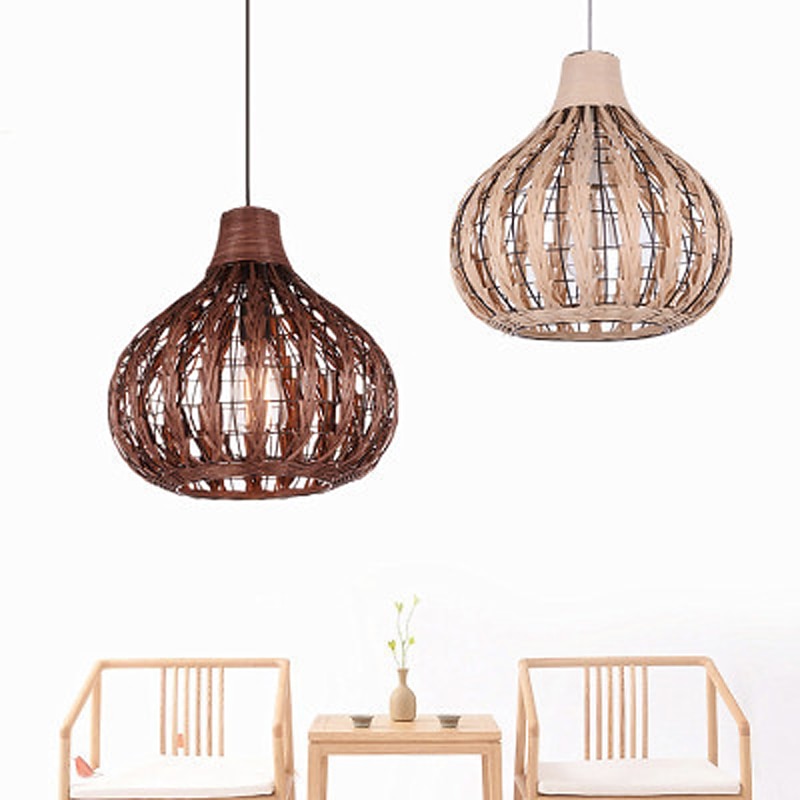 led pendellys 35cm håndvevd kurv hengende rør hengende lokk lampe pil rotting skjermer vev lampe lys lysekrone justerbar kabel 2025 - $279.99 –P6