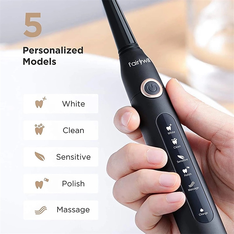Elektrische Sonic Tandenborstel USB Opladen FW-507 Oplaadbare Waterdichte Elektronische Tandenborstels Vervangende Heads Volwassenen Valentijnsdag Cadeau 2026 - $45.39 –P4