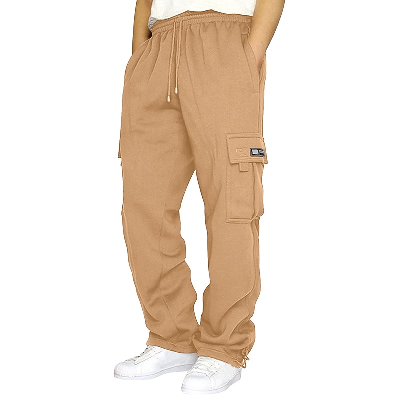 Men's Sweatpants Joggers Trousers Cargo Sweatpants Pocket Plain Comfort Breathable Outdoor Daily Going out Fashion Casual Dark Khaki Black 2025 - $18.49 –P7