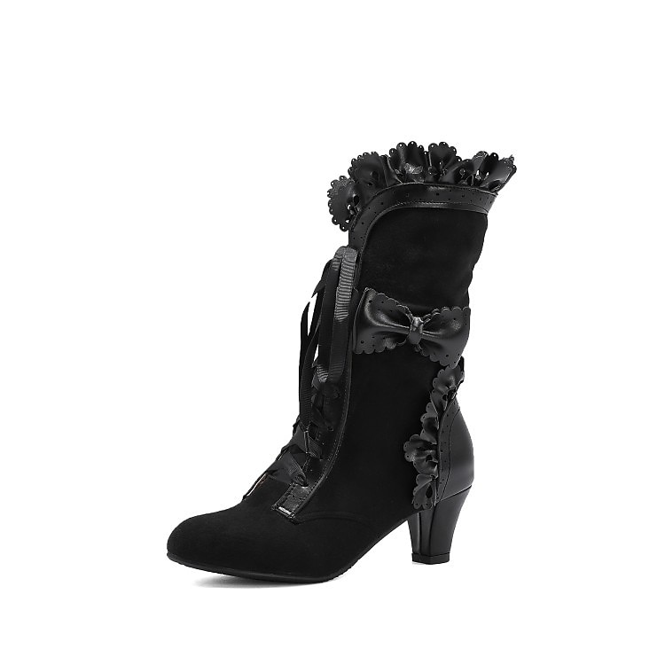 Mujer Botas Zapatos de Navidad Bullock Zapatos Tallas Grandes Exterior Navidad Diario Color sólido Botines Botines Invierno Encaje Tacón de gatito Dedo redondo Elegante Casual Minimalismo Zapatos de 2025 - $59.99 –P27