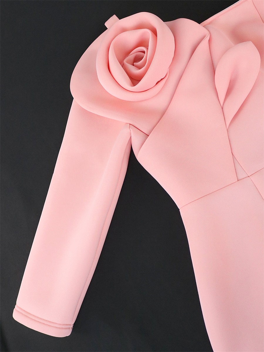 Női Extra méret Ív Party ruha Bodycon Hüvelyruha Sima Midi ruha Hosszú ujj Hasított Aszimmetrikus Divat Parti Arcpír rózsaszín Ősz Tél XL XXL 3XL 4 XL 2025 - $43.99 –P15