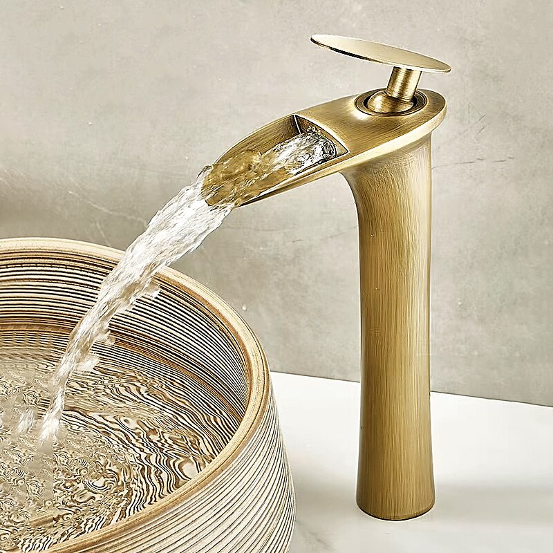 Bathroom Sink Faucet - Waterfall Electroplated / Painted Finishes Centerset Single Handle One HoleBath Taps 2025 - $97.99 –P19