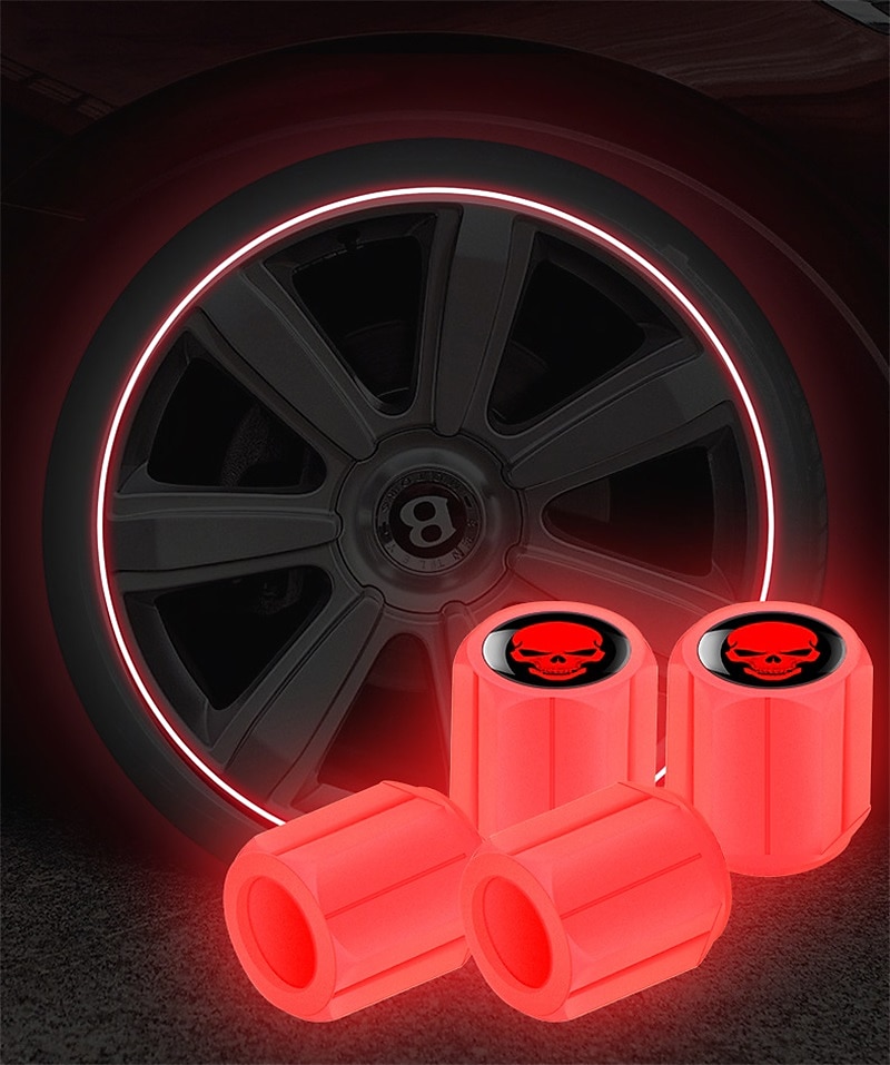 50pcs Fluorescent Skull Car Tire Valve Valve Stem Cover, ABS Corrosion Resistant Wheel Valve Cover, Glow In The Dark, Car Decoration Accessories 2025 - $10.99 –P5
