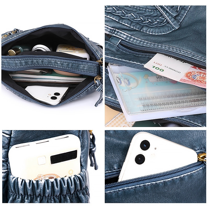 Bolso de hombro vintage de piel sintética marrón para mujer: bolso bandolera bohemio con múltiples bolsillos, elegante bolso de diario para uso informal y de viaje 2025 - $24.99 –P9